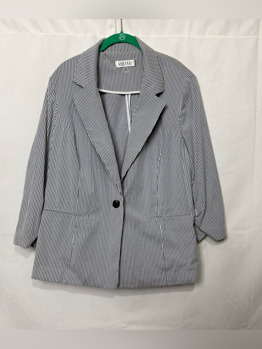 Kasper Pinstripe Women’s Blazer Jacket Blue White Plus Size 18W